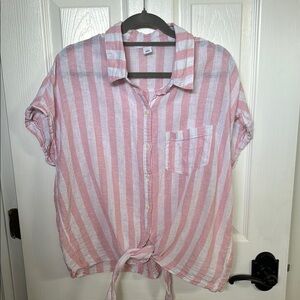 Old navy Patterned Tie-Hem Linen-Blend Shirt L